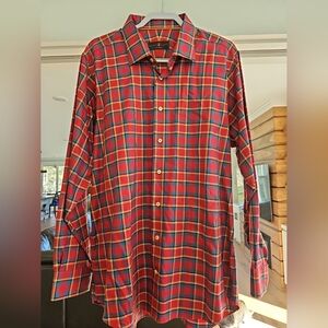 Robert Talbott Tailored Long Sleeve Men's XXL button down Red Plaid